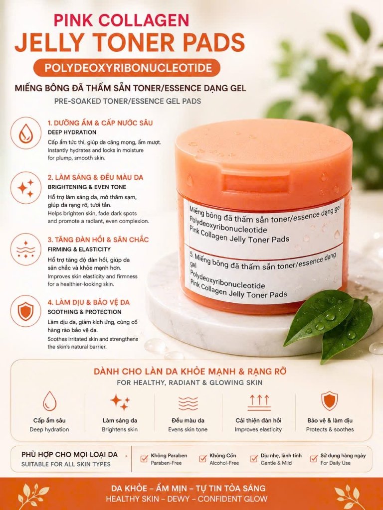 Bông Gel Toner Cấp Ẩm Pink Collagen